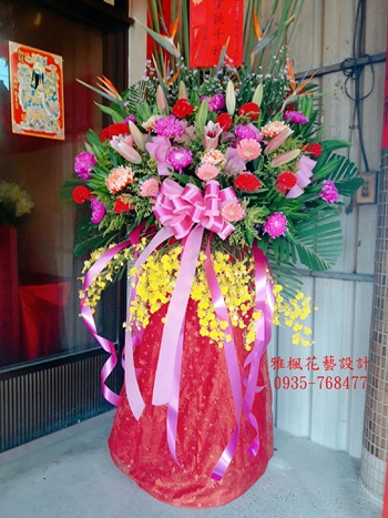 田中鎮花店送廠商新廠落成花柱，觀世音菩薩佛誕送花柱永靖鄉花店
